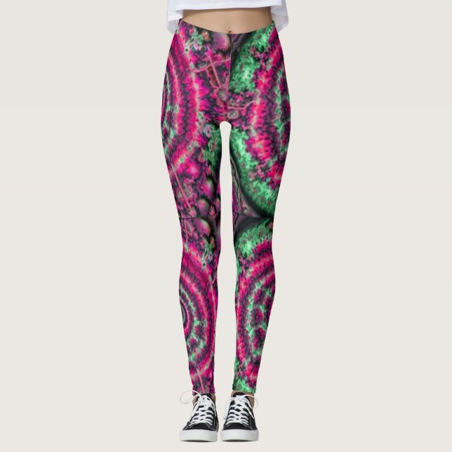 Leggings Magenta y caleidoscopio verde (Anverso)