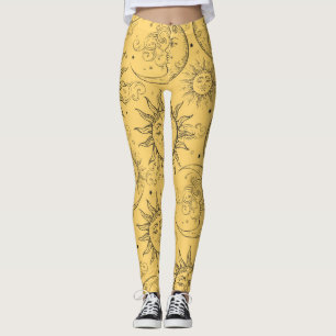 Leggings Magia Amarilla Vintage Sol Luna Estrellas Celestia