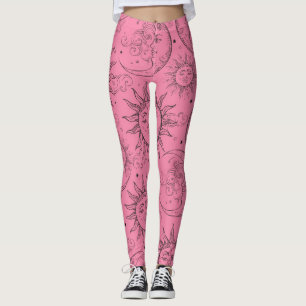 Leggings Magia Morada Vintage Celestial Sol Luna Estrellas