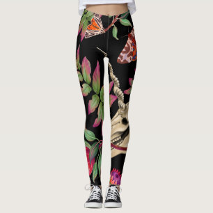 Leggings Magical Forest Unicorn Dark Pattern.