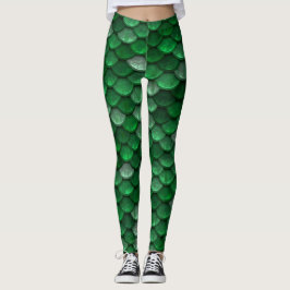 Leggings Magníficas escalas de sirena verde brillante
