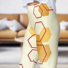 Leggings Magnífico patrón de Honeycomb amarillo claro