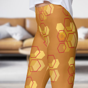 Leggings Magnífico patrón de Honeycomb de color rojo