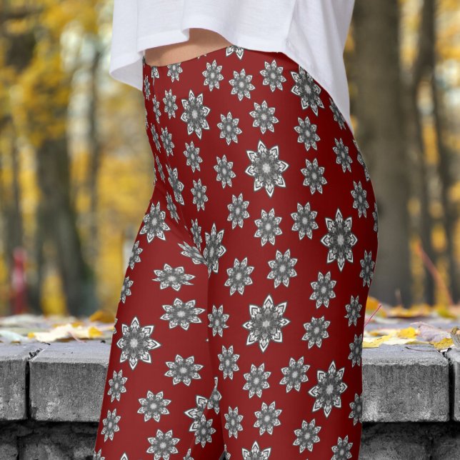 Leggings Magnífico patrón de Mandela Rojo y Negro (Mandela on Deep Red)
