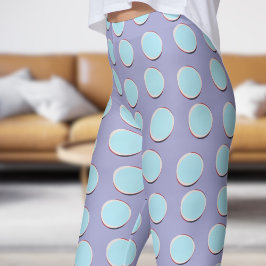 Leggings Magnífico patrón de punto de polka azul y azul
