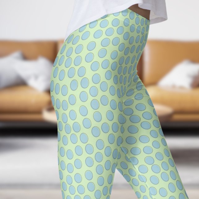 Leggings Magnífico patrón de punto de polka azul y verde de (Gorgeous Blue and Tea Green Polka Dot Pattern Leggings)