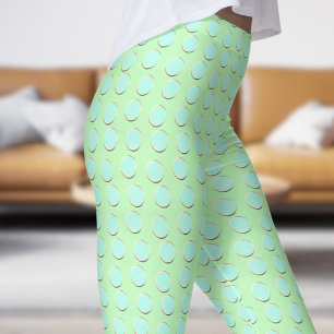 Leggings Magnífico patrón de punto de polka azul y verde ma