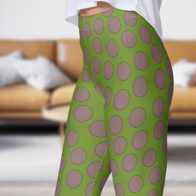 Leggings Magnífico patrón de punto de polka de la bebida de (Gorgeous Olive Drab Polka Dot Pattern Leggings)