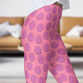 Leggings Magnífico patrón de punto de polka rosa violeta pá