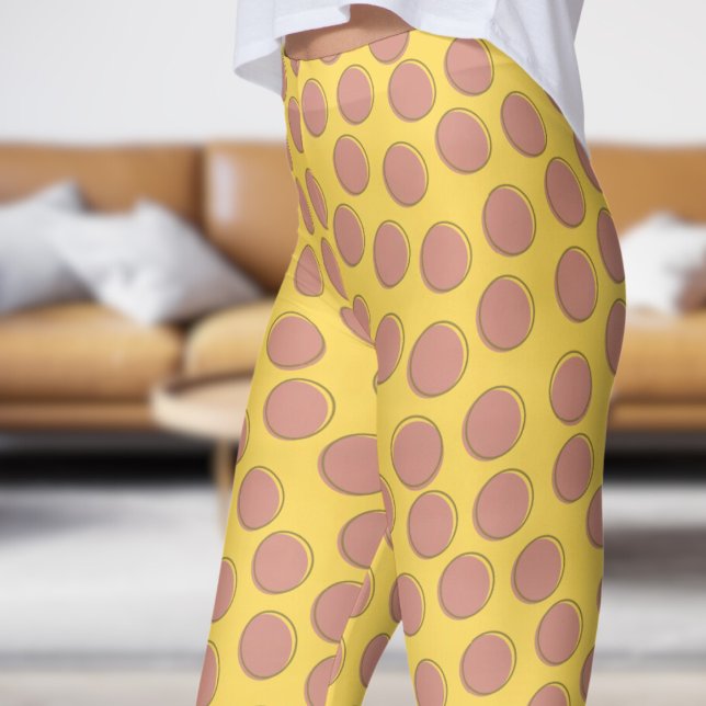 Leggings Magnífico patrón de punto polka de mostaza amarill (Gorgeous Yellow Mustard Polka Dot Pattern Leggings)