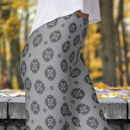 Leggings Magnífico patrón gris y mandela negro