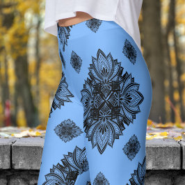 Leggings Magnífico patrón Mandela Azul francés