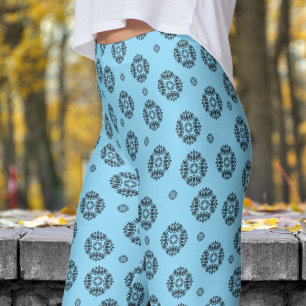 Leggings Magnífico patrón Mandela azul y negro