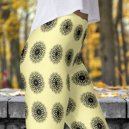 Leggings Magnífico patrón Mandela de la crema blanca