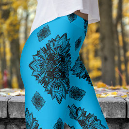 Leggings Magnífico patrón Mandela del cielo azul