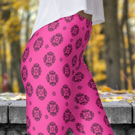 Leggings Magnífico patrón Mandela rosa y negro