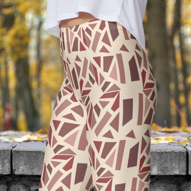 Leggings Magnífico patrón Mosiaco Blanco de Champagne (Blocks Mosiac on Champagne White Leggings)