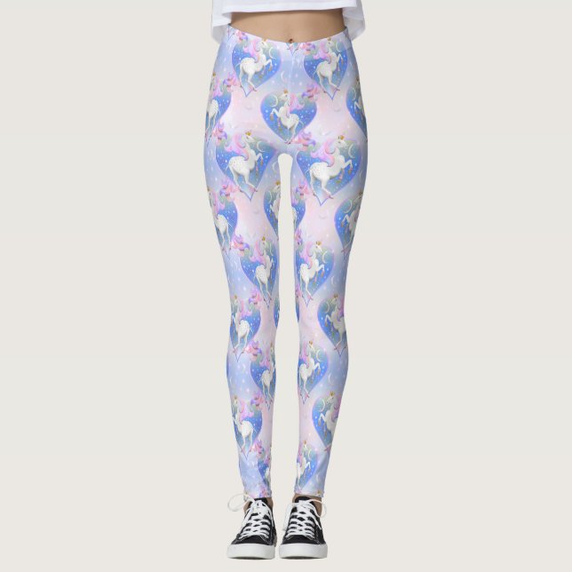 Leggings Magníficos corazones de unicornio de princesa de n (Anverso)