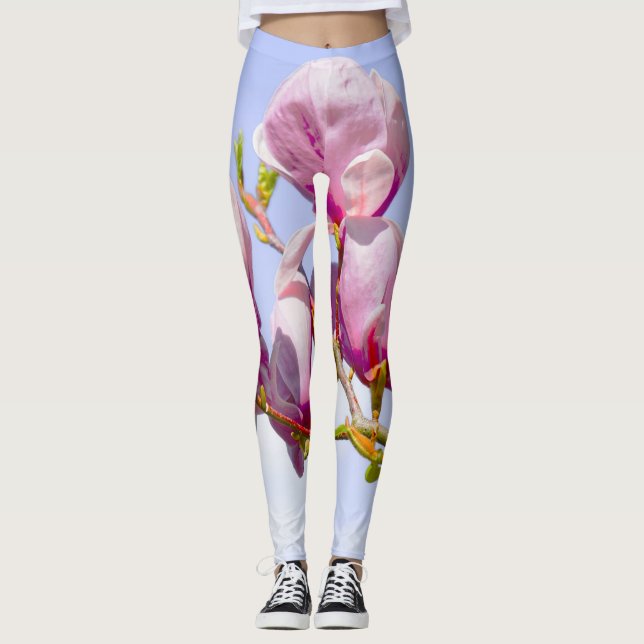 Leggings Magnolia Flores Moda Floral Blossom Botánica (Anverso)