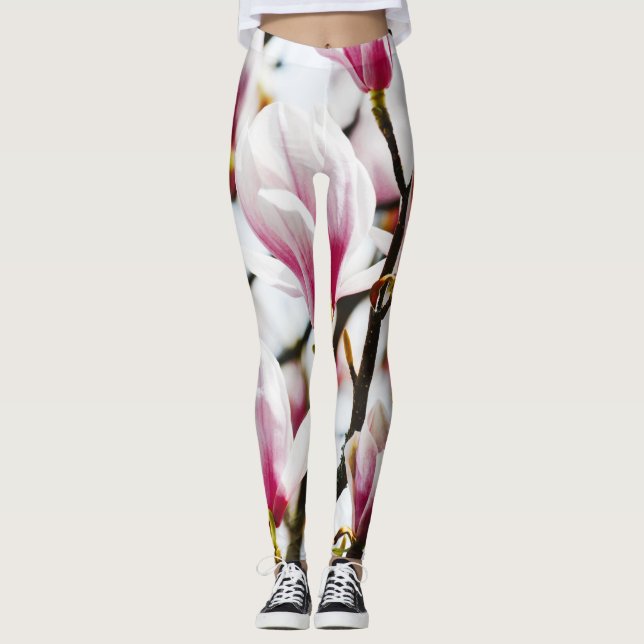 Leggings Magnolia Flores Moda Floral Blossom Botánica (Anverso)