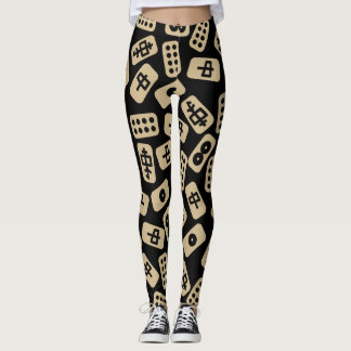 Leggings Mahjong Tiles Brown en negro