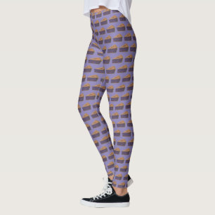 Leggings Maine Blueberry Pie Slice Piece Baking Foodie Blue