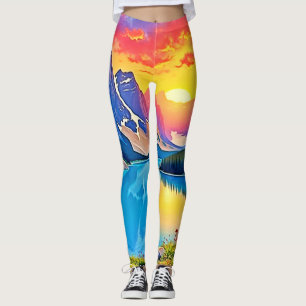 Leggings Majestad del lago de la montaña al atardecer Arte