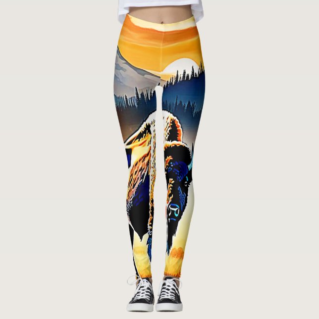 Leggings Majestic Bison Sunset (Anverso)