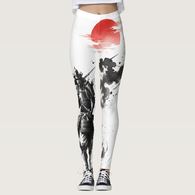 Leggings Majestic Samurai Warrior Ink Wash Art (Anverso)
