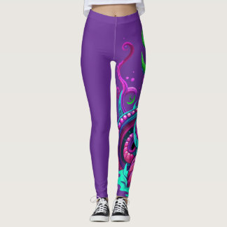 Leggings Majestuoso monstruo del mar en olas turquesas