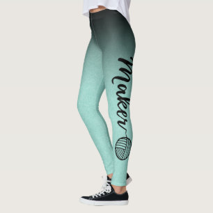 Leggings Maker Black & Mint Ombre Yarn & Crafn