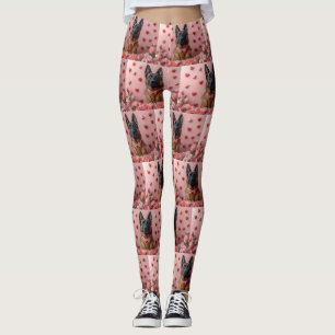 Leggings Malinois belga con Rosas - El día de San Valentín