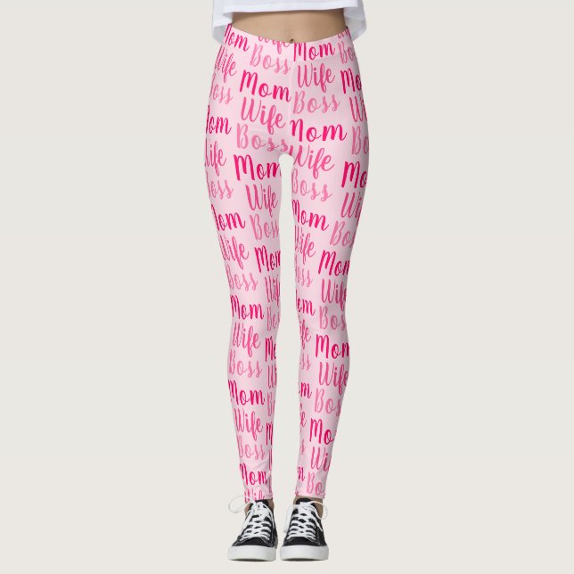Leggings Mamá esposa jefe personalizado rosa ligero guión l (Anverso)