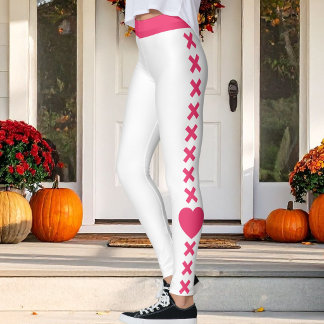 Leggings Mamá Gata Blanca Patrón Rojo-Rosa Navidad Amor