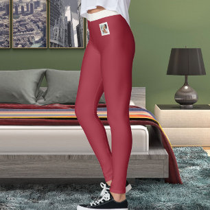 Leggings Mamá Gata Foto de Mascota Personalizada Marrón Osc