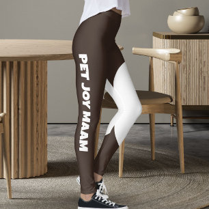 Leggings Mamá gata mascota café negro texto personalizado
