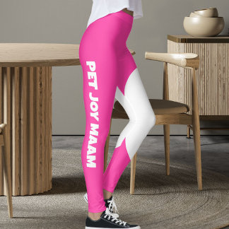 Leggings Mamá Gata Mascota Nombre Eléctrico Rosa Blanco Tex