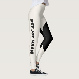 Leggings Mamá Gata Mascota Nombre Marfil Sólido Negro Texto