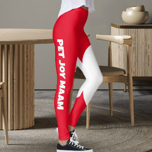 Leggings Mamá gata mascota nombre victoria rojo blanco text