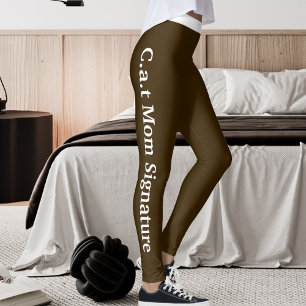 Leggings Mamá Gata Personalizada Amante de Mascotas Marrón