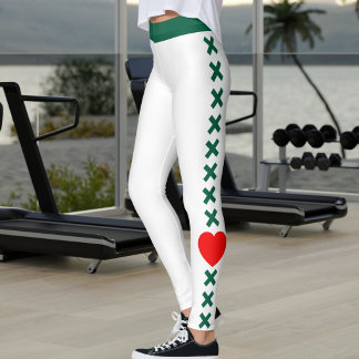 Leggings Mamá Gata Personalizada Blanca Patrón Verde Profun