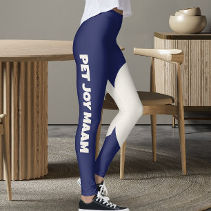 Leggings Mamá gato mascota azul marino texto personalizado 