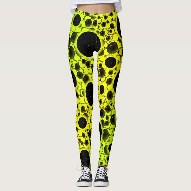 Leggings Mancha de burbuja espacial - Amarillo/Lima (Anverso)