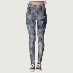 Leggings Mancha de color azul y Rosa rosa abstracto azul y 