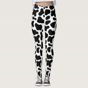 Leggings manchas blancas y negras, estampado de vaca