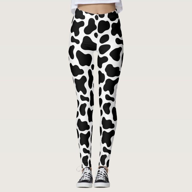 Leggings manchas blancas y negras, estampado de vaca (Anverso)