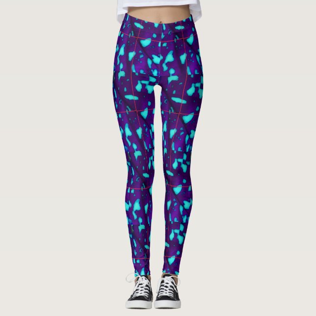 Leggings Manchas de Aqua sobre Púrpura Profundo (Anverso)