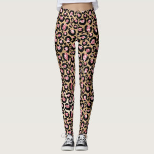 Leggings Manchas de leopardo de purpurina dorada y de lámin