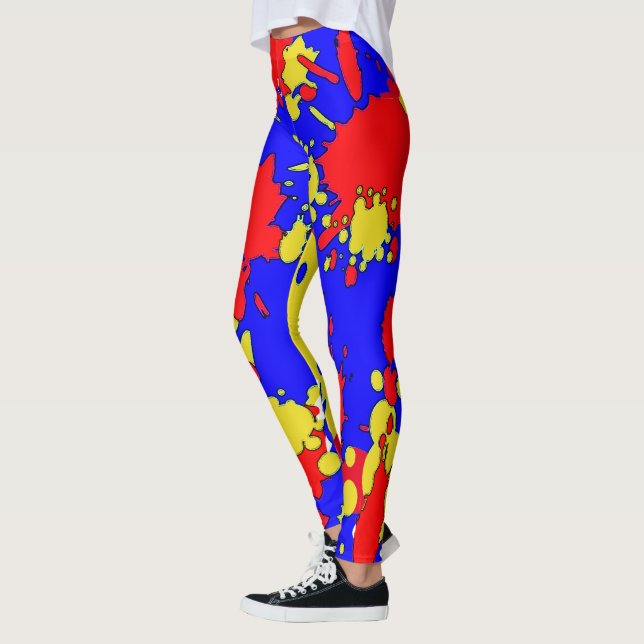 Leggings Manchas de pintura roja azul amarillo amarillo pál (Izquierda)