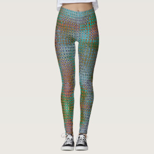 Leggings Manchas de rompecabezas verdes bajo la rejilla rús